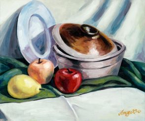 Apples and Pear, Plate and Pot