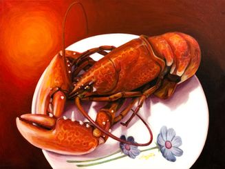 Lobster on a Floral Plate